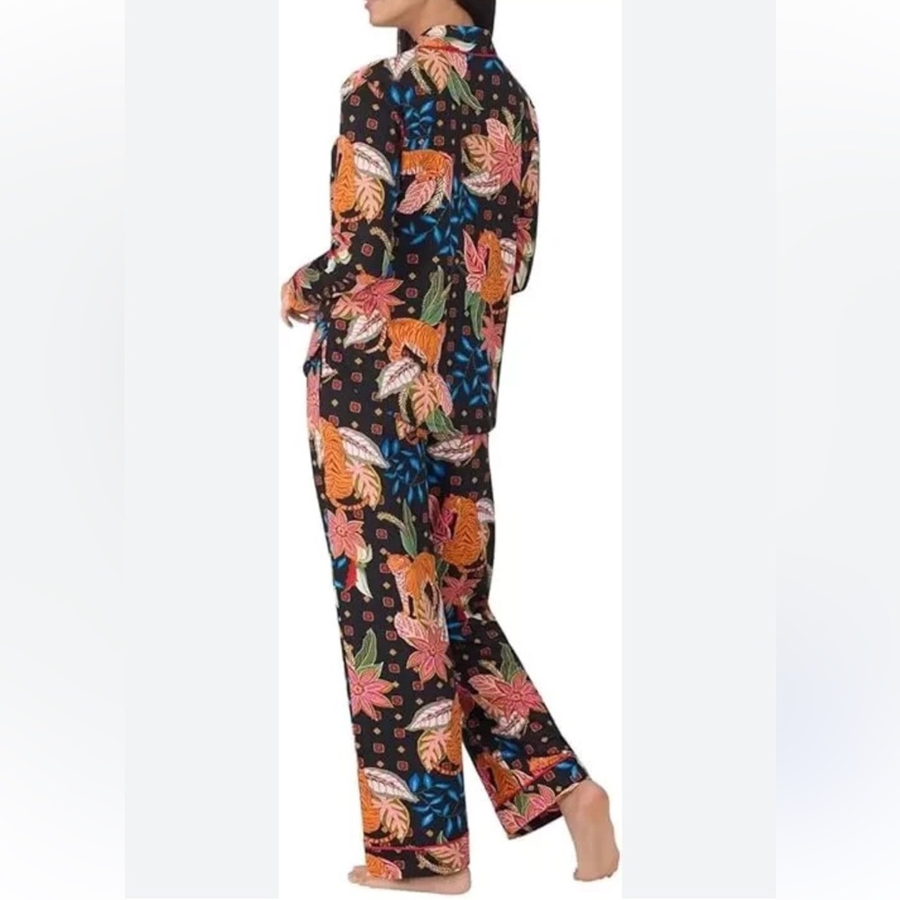 Women’s Room Service Black Floral & Tiger Print Pajama Set